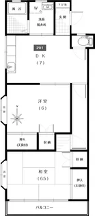 【定期借家1.5年】パークサイド竹山III【2階】の間取り