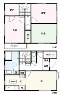 神奈川県厚木市愛名【一戸建】の間取り