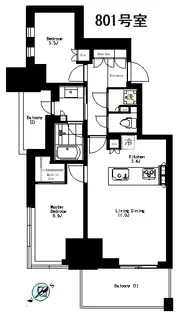 プラウドタワー渋谷【8階】の間取り