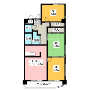 エドワール植田南【3階】の間取り