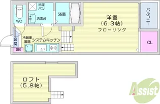 ハーモニーテラス福住町【1階】の間取り