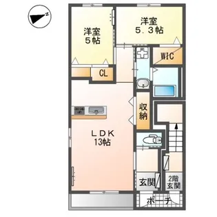 ヴェルジュ西大谷【2階】の間取り