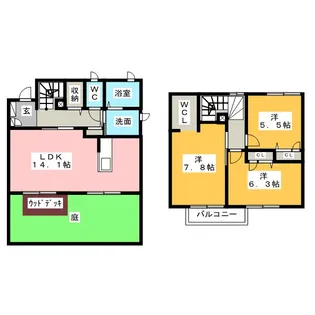 静岡県浜松市中央区長鶴町【一戸建】の間取り