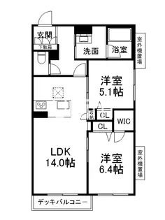 ローズフラットII【1階】の間取り