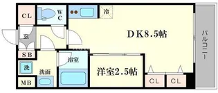 1DKの間取り画像