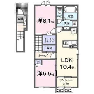ライツ・レーベン見附B【2階】の間取り