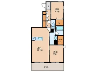 ベレオ鳥飼【1階】の間取り
