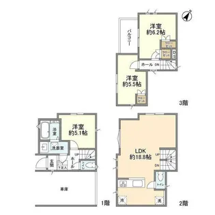神奈川県横浜市神奈川区六角橋6【一戸建】の間取り