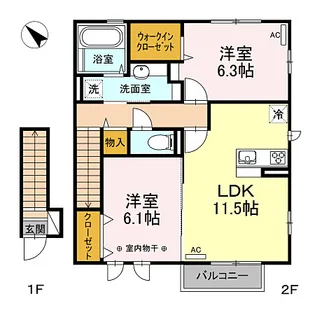 セリーズメルヴェイユB【2階】の間取り