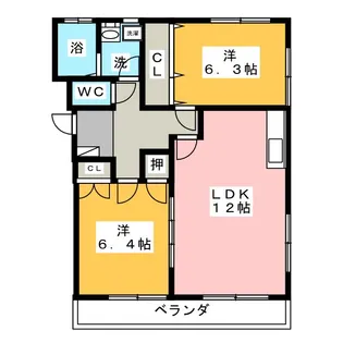 クレセール天神【2階】の間取り