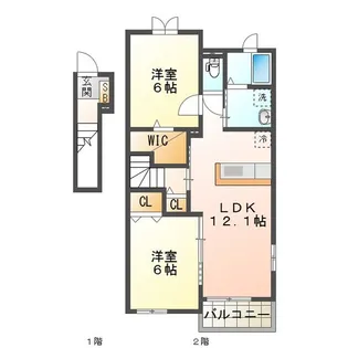シェルブールB【2階】の間取り
