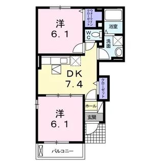 ブルック B【1階】の間取り