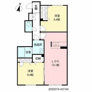 MビレッジII A棟【1階】の間取り