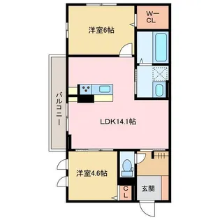 アサヒパレス久保田B棟【3階】の間取り