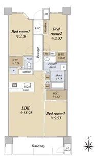 ザ・パークハウス宮前平二丁目【6階】の間取り