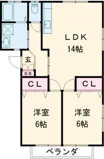 ラ・メゾン中里C棟【1階】の間取り