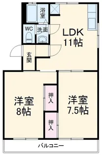 箕ノ手ハイツA棟【2階】の間取り