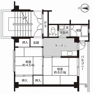 ビレッジハウス境港第二1号棟【1階】の間取り