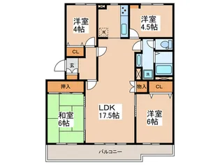 昭島つつじが丘ハイツ18号棟【7階】の間取り