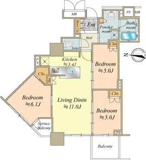 ベイサイドタワー晴海【17階】の間取り