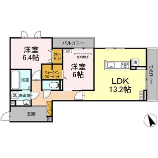 2LDKの間取り画像