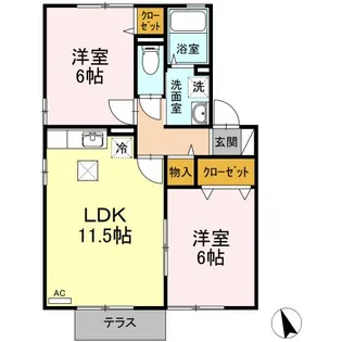 ヴィラ根岸 B【1階】の間取り