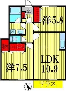 フラワーコーポVII【1階】の間取り
