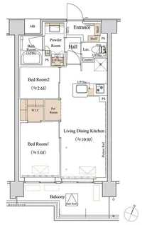 東京都大田区仲池上1【マンション】の間取り