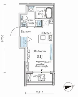 カーサスプレンディッド麻布十番【8階】の間取り