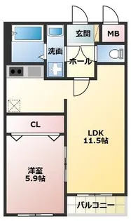 熊本県熊本市中央区本荘5【アパート】の間取り