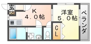 大橋第3コーポ【1階】の間取り