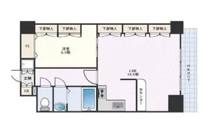 ピュアドームパラジオ博多【12階】の間取り