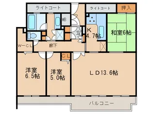 パークハウスガーデン梅園北館【2階】の間取り