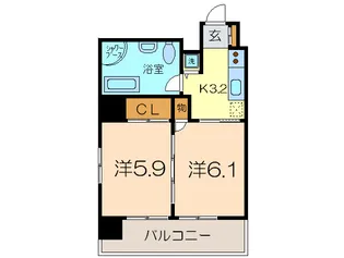 レインボ-ピア記念橋【6階】の間取り