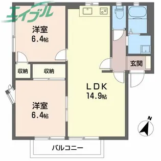 笹川ロッジ A【2階】の間取り