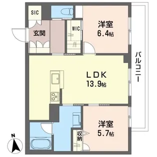 コンフォート ミヤビ【2階】の間取り