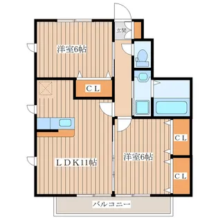 スプリングガーデンE【1階】の間取り