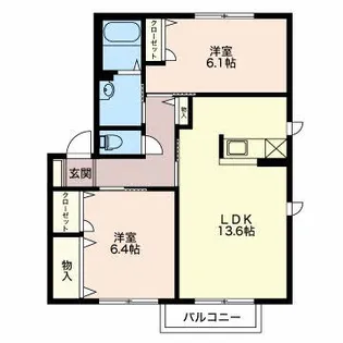 ・エスポワールI【2階】の間取り