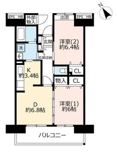 URコンフォール鶴瀬【8階】の間取り
