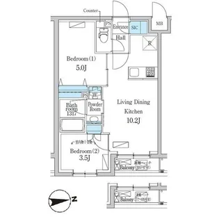 デュオフラッツ千歳船橋【2階】の間取り