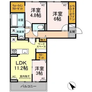 ラ・トゥール山城西 B棟【3階】の間取り