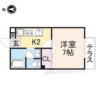 シャンテ香里【1階】の間取り