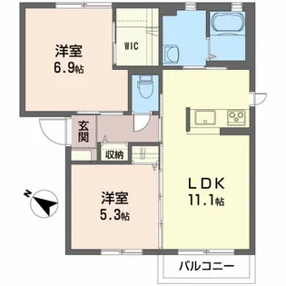 シャーメゾンクレールB【2階】の間取り
