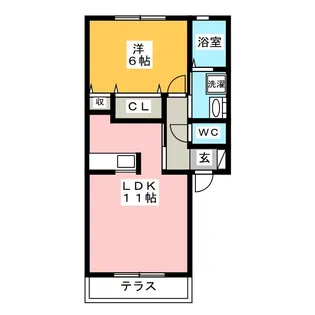メルベーユ芝原 B【1階】の間取り