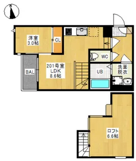 グランティック 若葉町(グランティック ワカバチョウ)【2階】の間取り