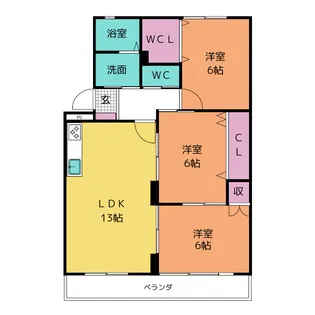 サニーコート若宮【1階】の間取り