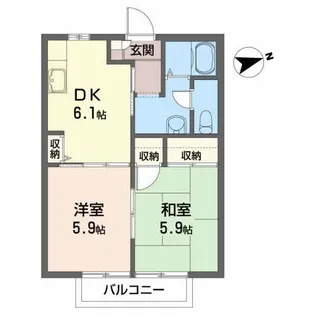 ディアス・ワールドワン B【2階】の間取り