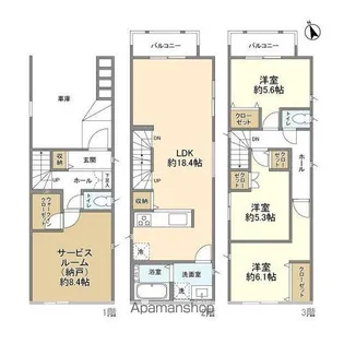 神奈川県川崎市高津区溝口6【一戸建】の間取り