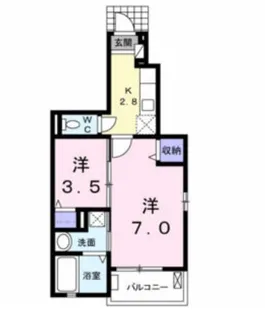 ジャルダン南【1階】の間取り
