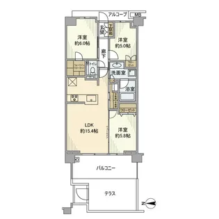 プラウド元住吉ガーデンズ【1階】の間取り